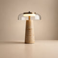 Clear Glass Travertine Table Lamp