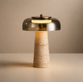 Gray Glass Travertine Table Lamp
